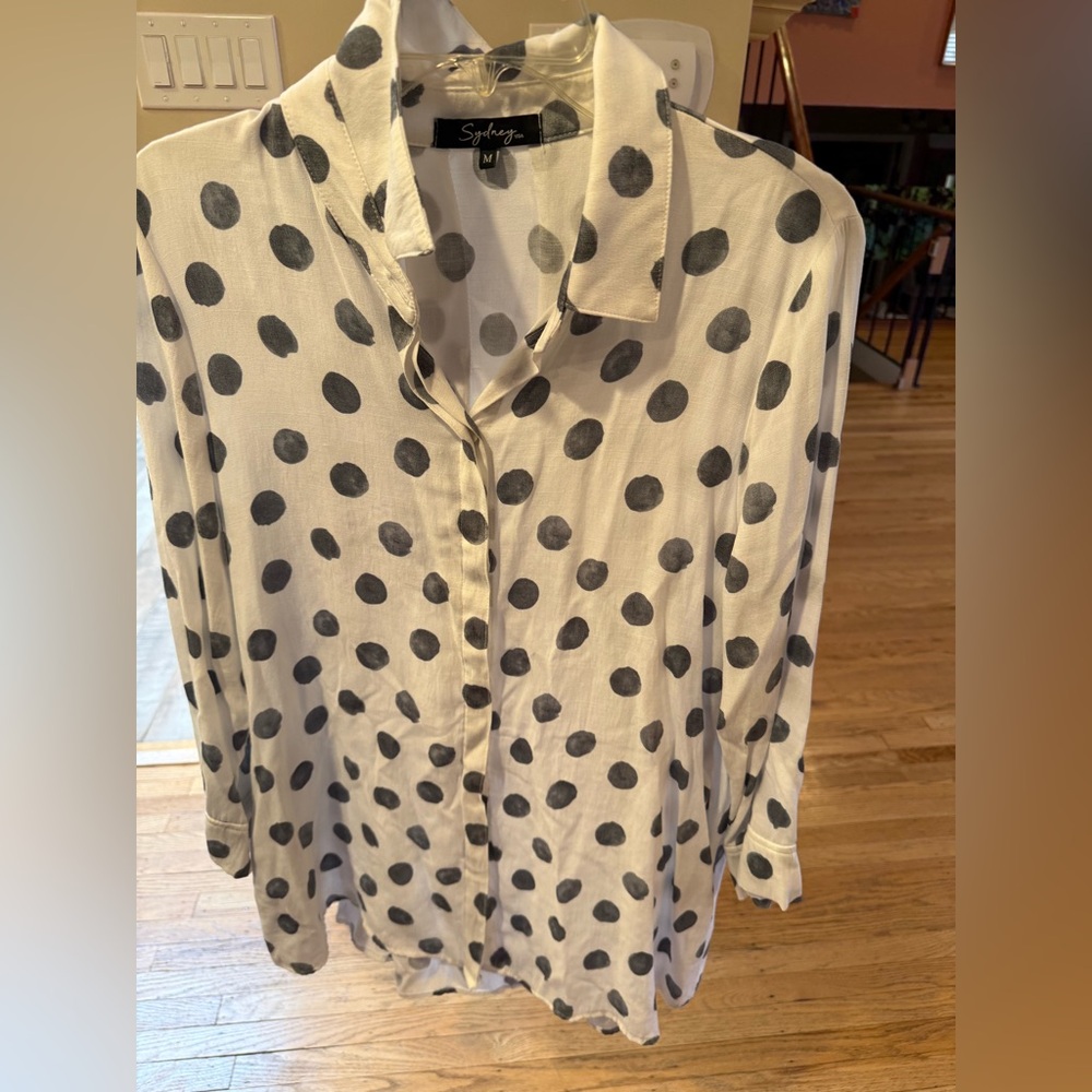 Sydney USA Polka Dot Button-Down Tunic Top – Medium
